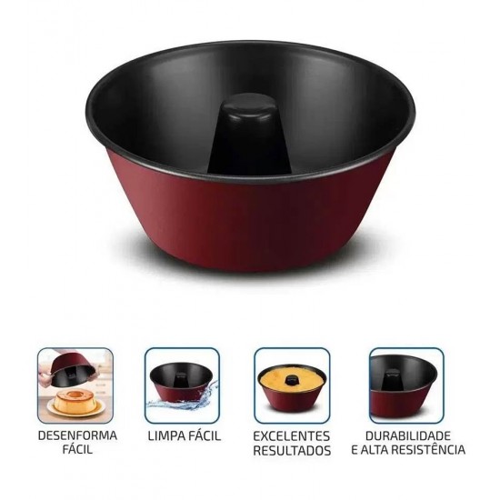 Assadeira 20cm 2 Litros Pudim Bolo Perfeito Revestimento Antiaderente